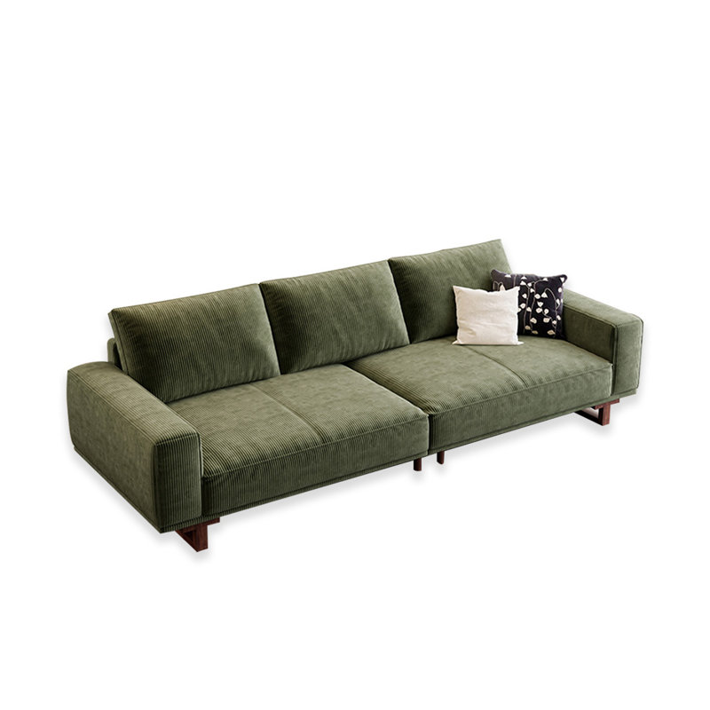 Canapé modulaire en velours côtelé vert, 3, H 34,65 po x l 94,49 po x P 38,58 po  