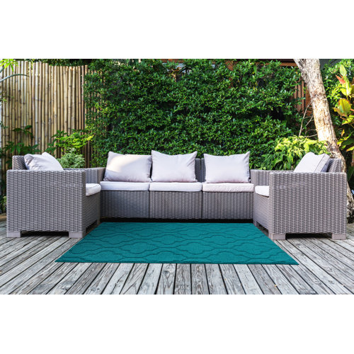 Red Barrel Studio® Selig Teal Indoor/Outdoor Rug & Reviews | Wayfair