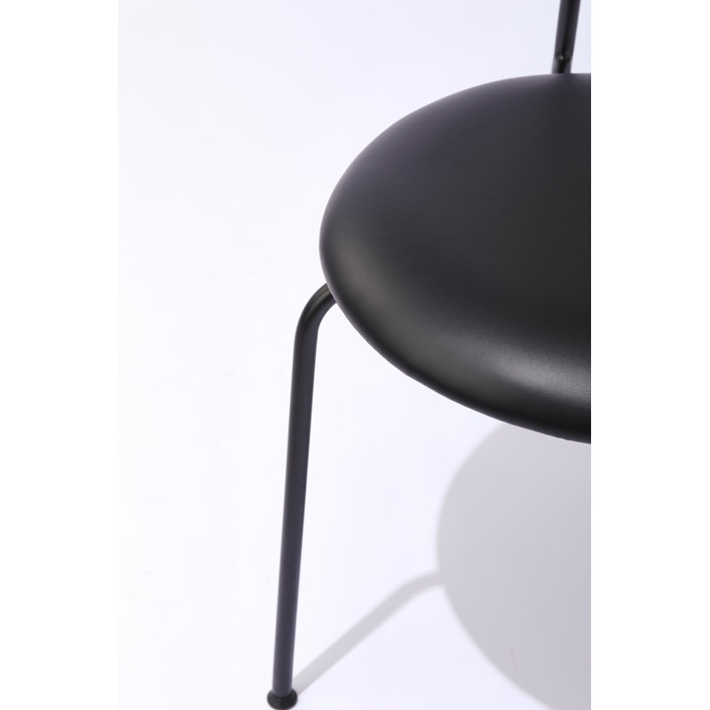 Seneca 18'' H Faux Leather Upholstered Metal Cane Back Side Chair, Black Faux Leather, Black