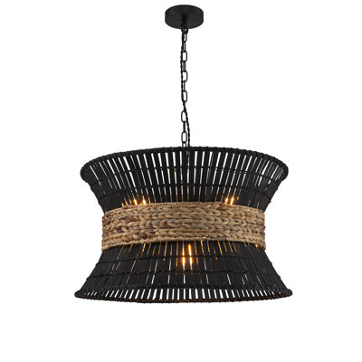 Lustre en rotin naturel 4 lumières Clavel
