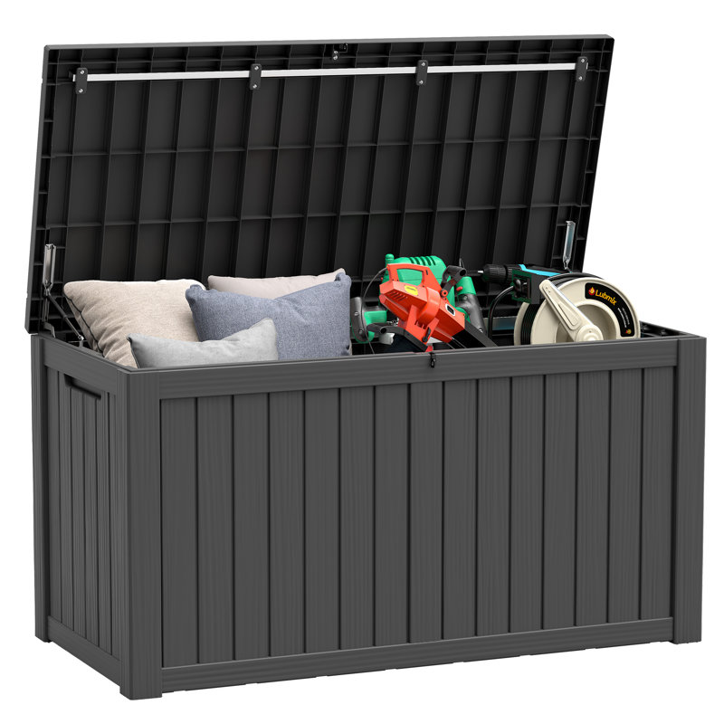 Boîte de rangement imperméable 180 gallons, Noir, H 28,7 po x l 54,3 po x P 26,5 po