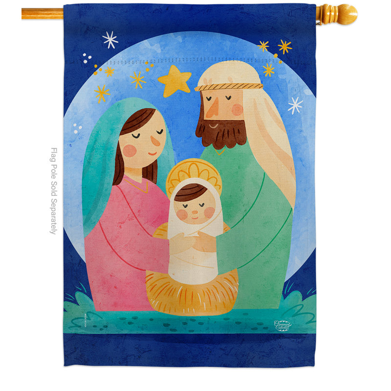 Nativity Jesus Multi-Color Polyester Christmas House Flag