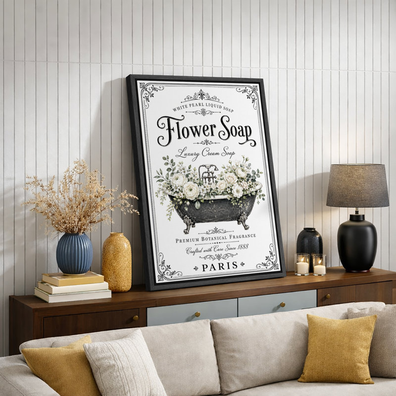 «Paris Flower Soap Botanical Bathaign», impression sur toile encadrée, impression sur toile, 24" H x 16" W x 1.5" D