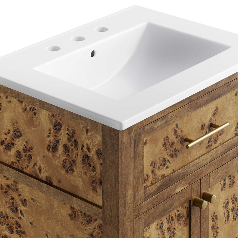 Modway Elysian Single Bathroom Vanity with Top, White, Brown
