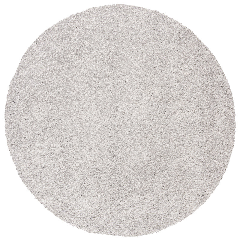 Tapis de couleur unie à poils longs Mirabal Royal, Rond 6 pi 7 po