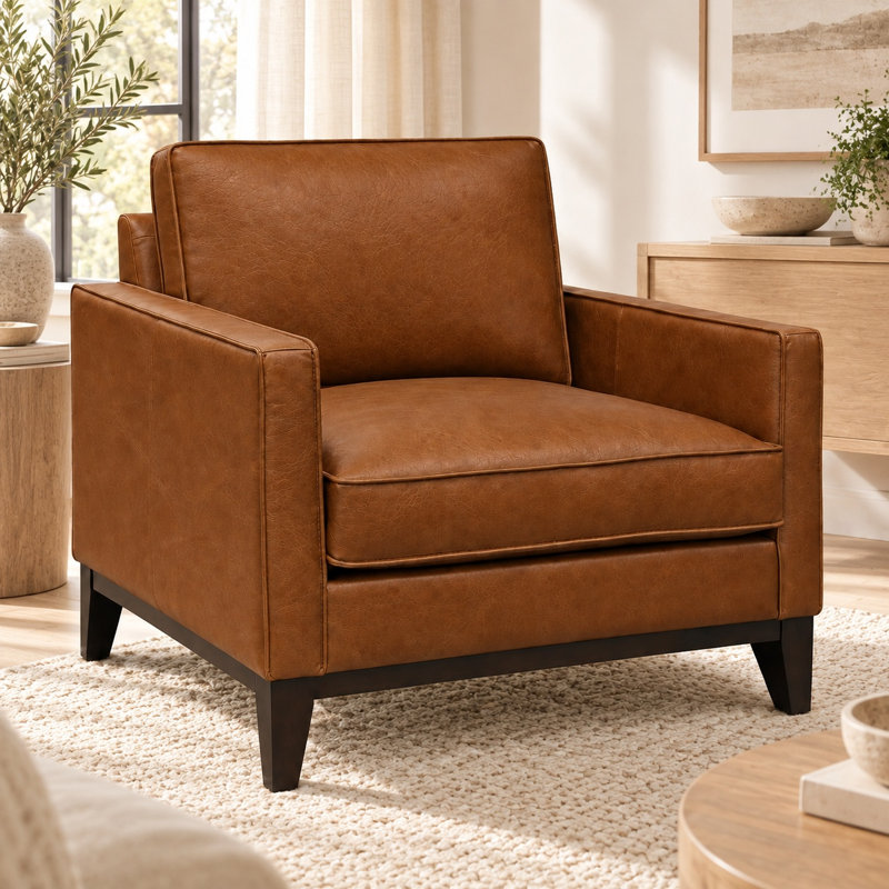 Soho Elegant 100% Top Grain Leather Chair, Made to Order, Napa Dove