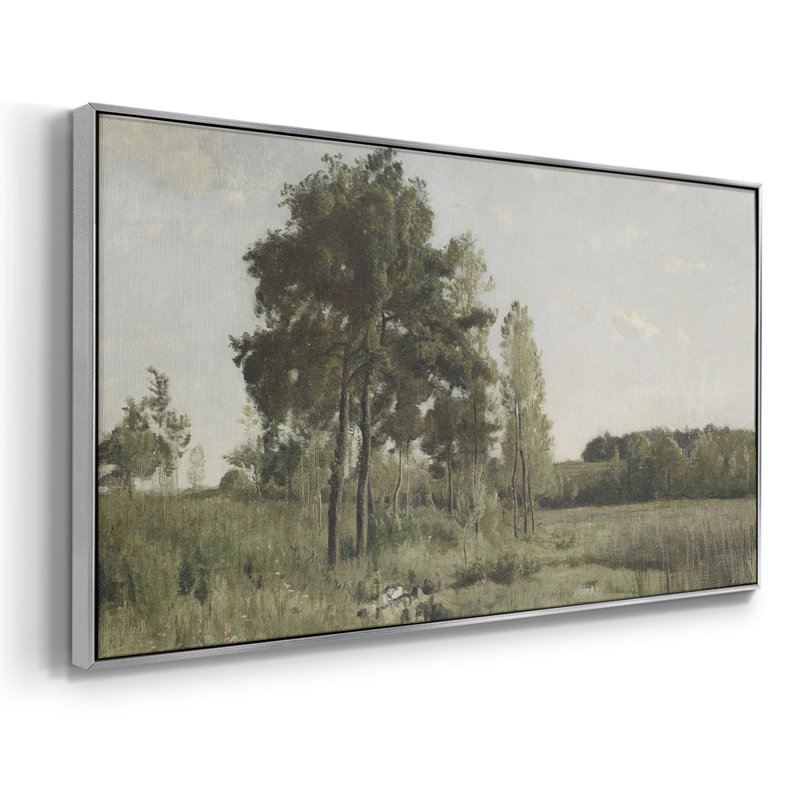 Série paysage - DCCDXV- Toile tendue avec châssis tendue, prête à être accrochée, H 25 po x l 49 po, Argent argent
