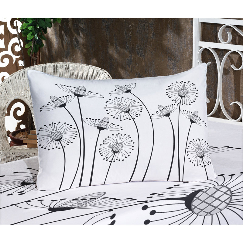 Drap-housse et taie décorative noir et blanc Ambesonne, Ensemble de draps pour lit simple + 3 pièces supp