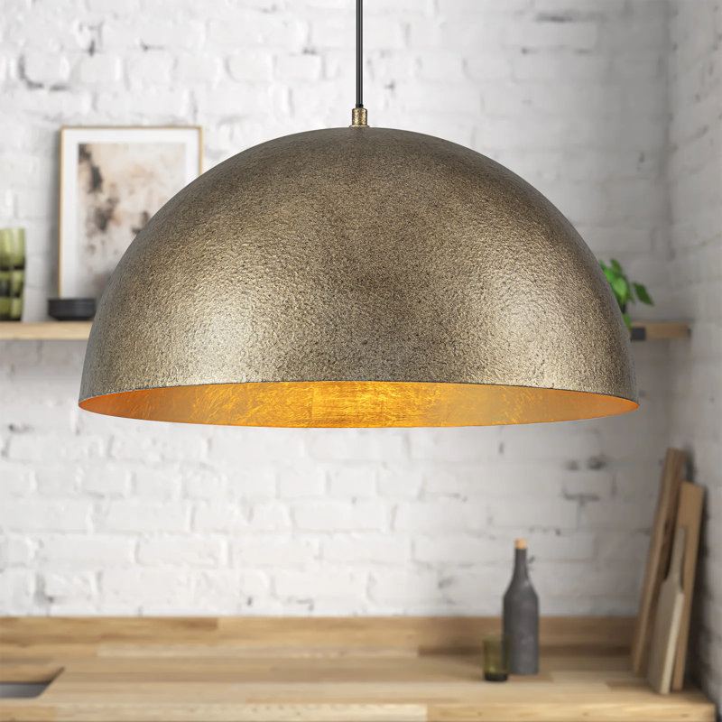 Aire 1 - Light Dimmable Dome Kitchen Island Pendant Light, Antique Brass