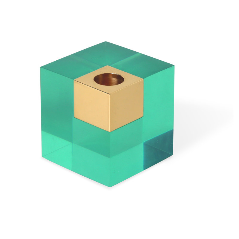 Monte Carlo Candle Holder, Green, 4" H x 3" W x 3" D