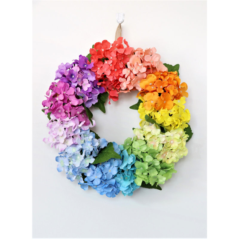 Couronne de hortensia en polyester artificiel coloré de 18 pouces Ansuma adaptée à toute l'année