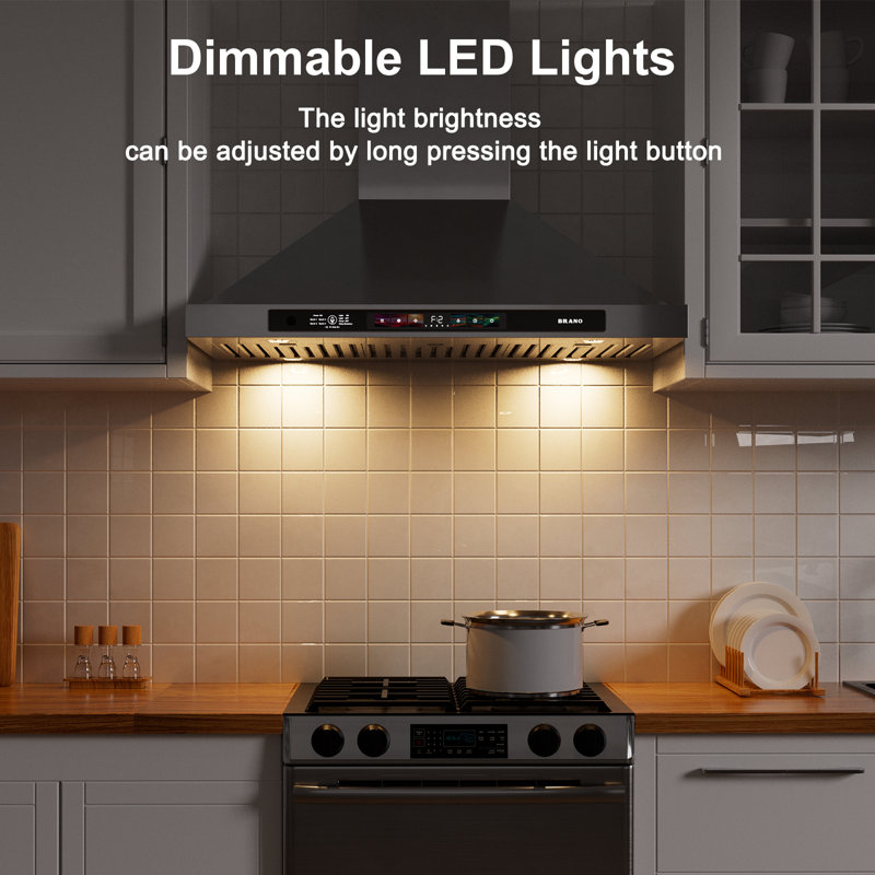 Hotte murale convertible 36 pouces 900 CFM, hotte de cuisine en acier inoxydable avec commande vocale / par geste / tactile, ventilateur à 4 vitesses, lumières DEL réglables et mode mémoire et filtre à charbon inclus