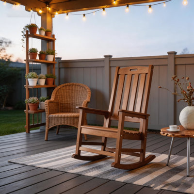Oversized High-Back HIPS Outdoor Rocking Chair All-Weather Patio Porch Rocker - Waterproof & Moisture-Proof