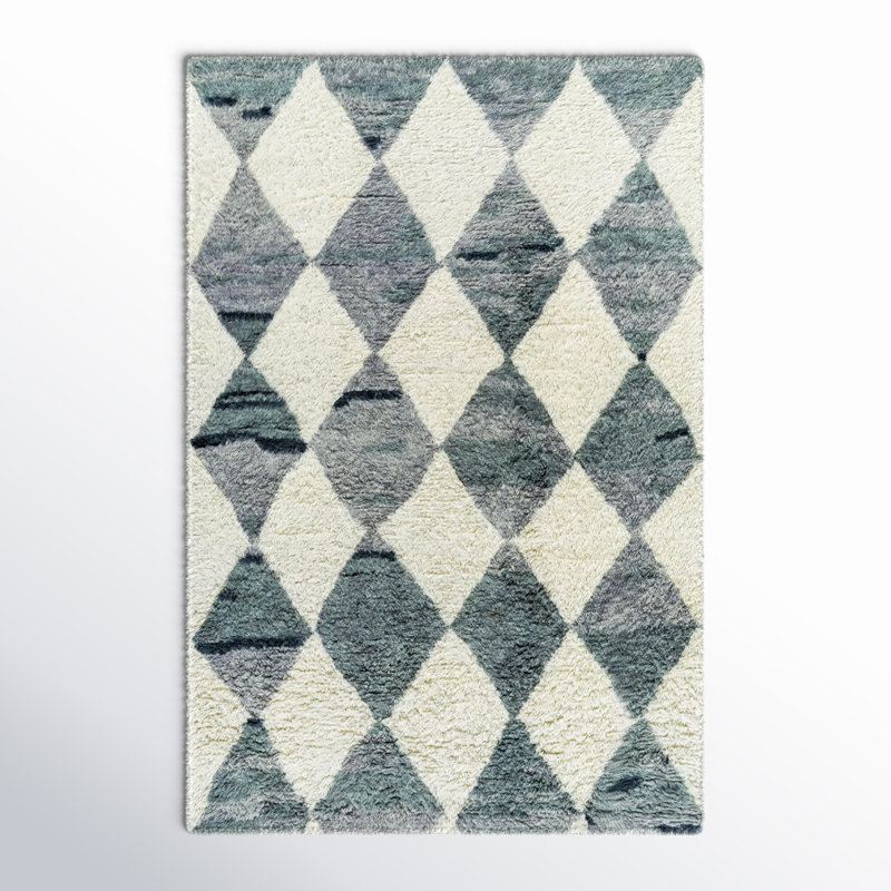 Tapis géométrique fait à la main Anemone, Rectangle 5 pi x 7 pi 6 po