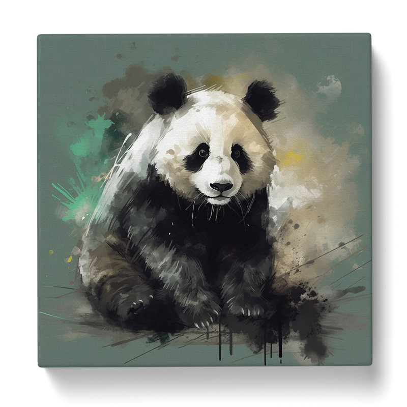Panda Gestural Art - Wrapped Canvas, 35cm H x 35cm W x 3cm D