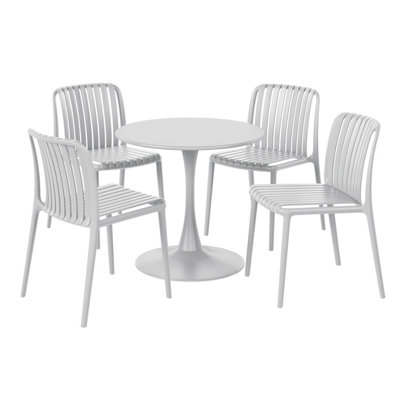 Ensemble repas extérieur pour 4 personnes, H 29 po x l 31,5 po x P 31,5 po, Gris, 4