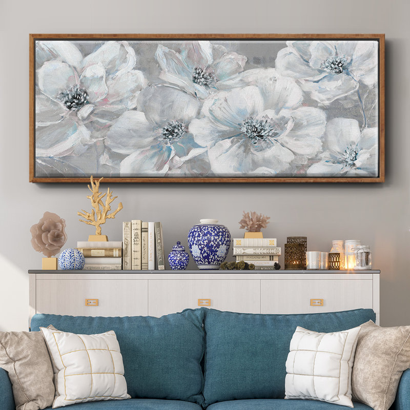 Soft Teal Summer- Framed Canvas, 24" H x 60" W