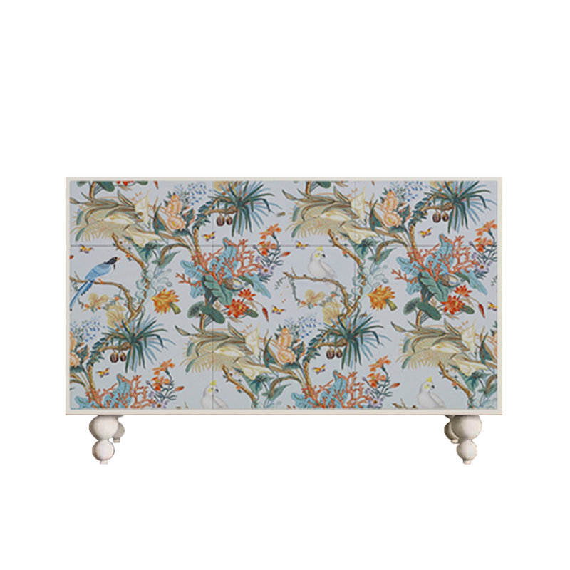 Armoire d'appoint et buffet Abstraction, Blanc / multicolore