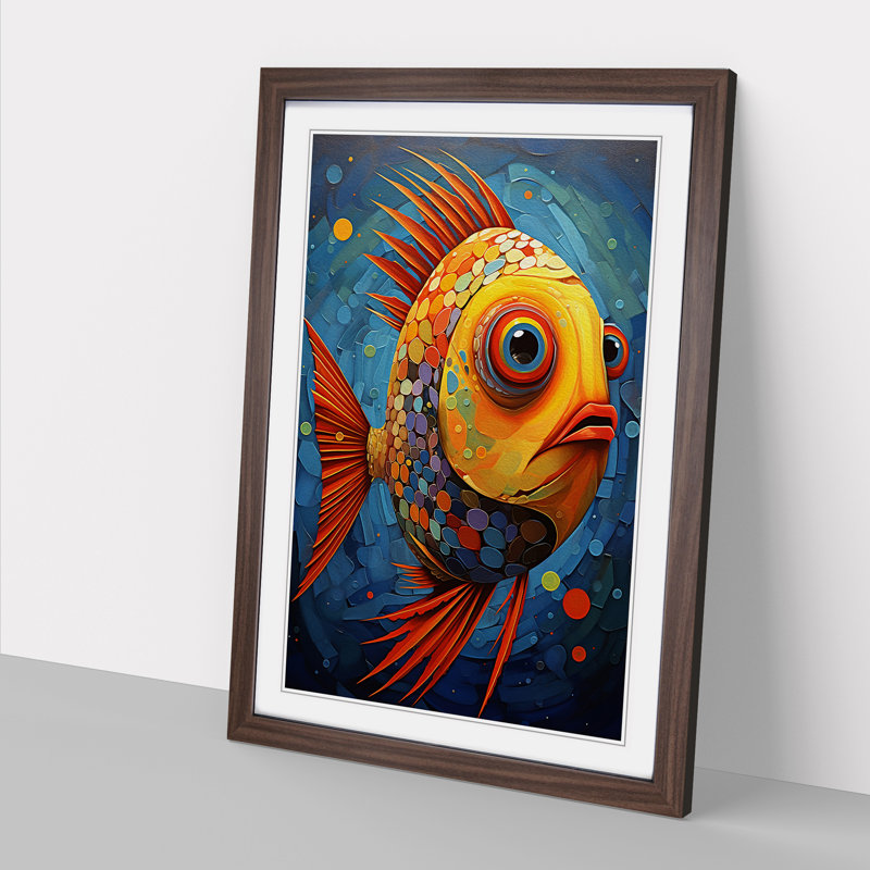 Fish Expressionism No.2 - Framed Print, Walnut, 34cm H x 25cm W x 2cm D