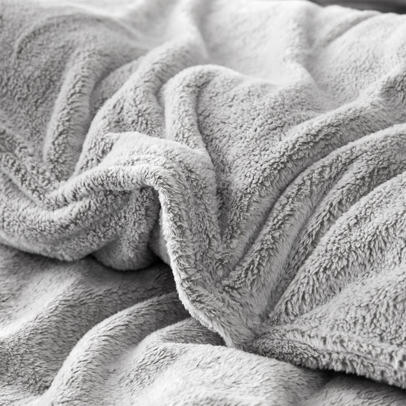 Frosted Velour Coma Inducer Oversized Comforter Set, Queen Comforter +  2 Queen Shams, Gray