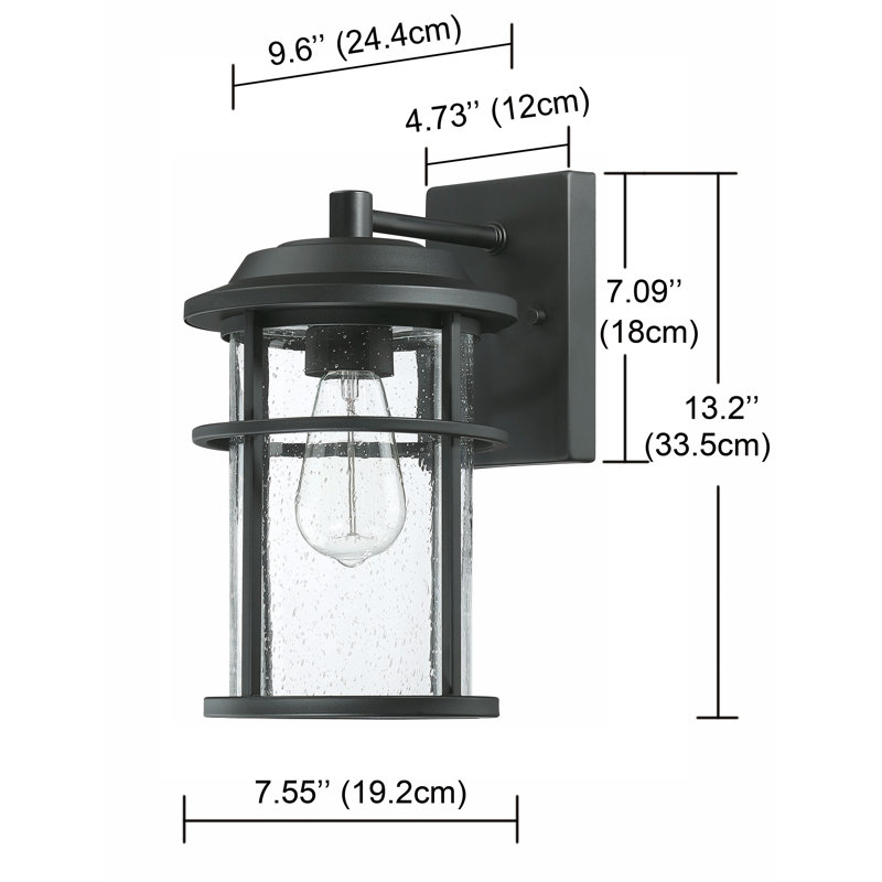 Applique murale d'extérieur en verre Schlesinger, H 13,2 po x l 7,55 po x P 9,6 po