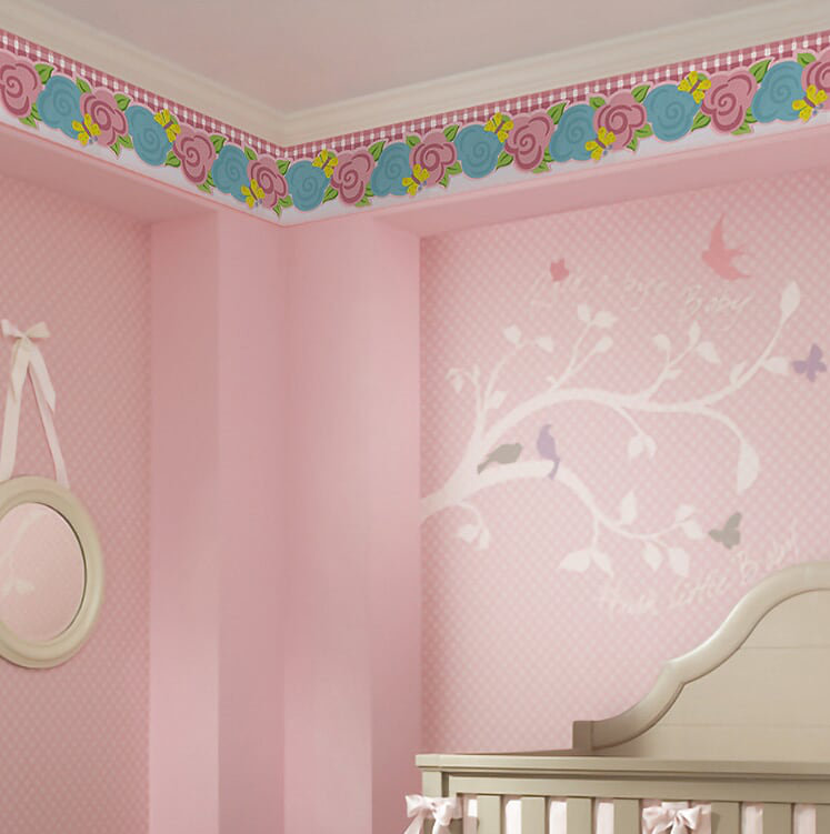 Bordure murale Annsville, Rose / Bleu