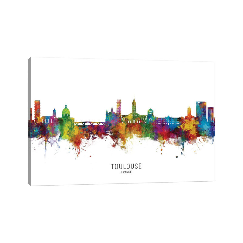 Toulouse France Skyline City Name by Michael Tompsett - Wrapped Canvas Print, 101.6 cm H x 66.04 cm W x 1.91 cm D