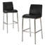 Chaise avec tabouret à dossier plein Drag, chrome, similicuir noir
