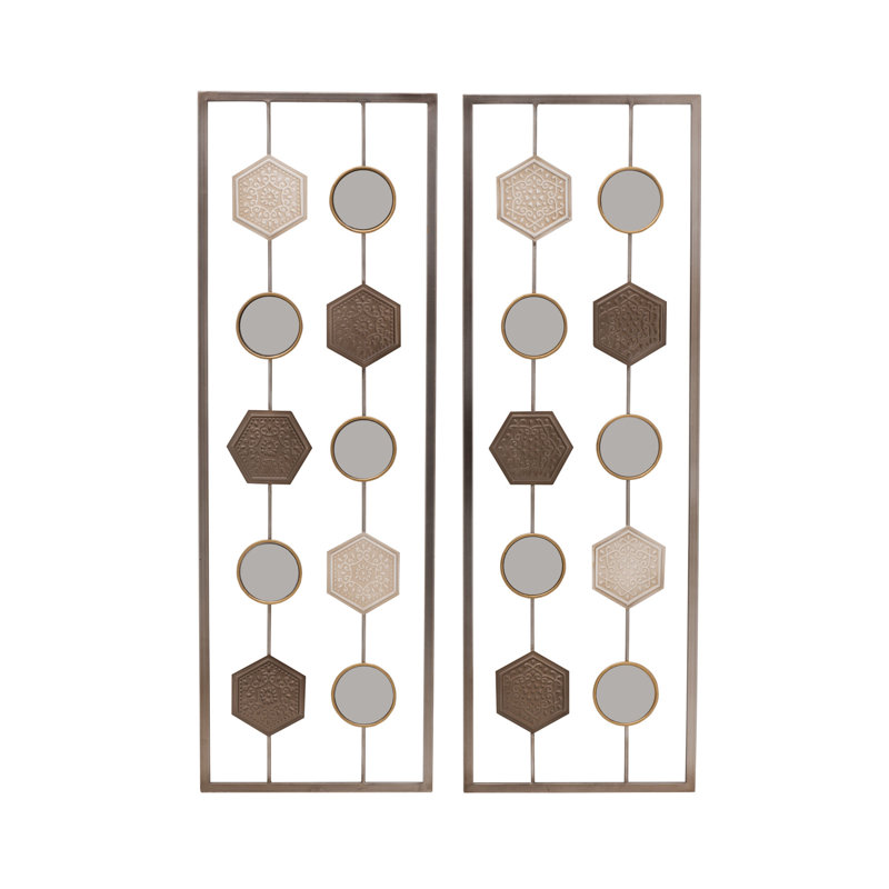 Multicolored Geometric Metal Wire Wall Sculpture Set