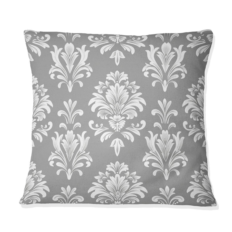 Coussin décoratif gris Damask Glamour Charm II - transitionnel, H 16 po x l 16 po