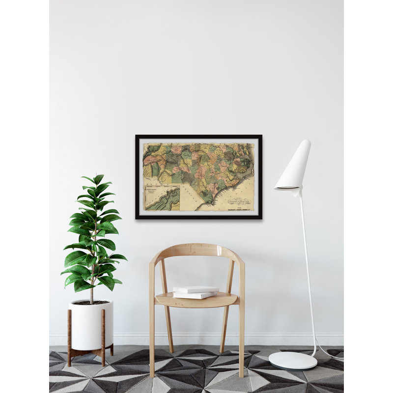 Carte rétro de la Caroline du Nord III - cadre photo, H 16 po x l 24 po x 1,5 po