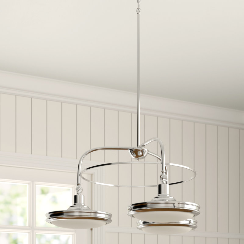 Lustre en roue de chariot à 3 lumières DEL Drennan, Nickel poli