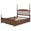 Grand lit plateforme avec lit gigogne simple TG et 2 tiroirs de rangement, lit en bois classique avec tête de lit à broche, noyer-1463303047