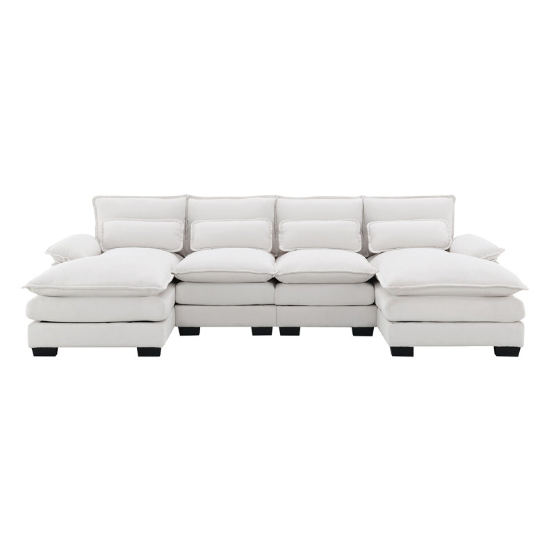 Alyzza Modern U-Shaped Sectional Sofa with Double Chaise & Lumbar Pillows – Sleeper Sofa for Apartments, Living Rooms