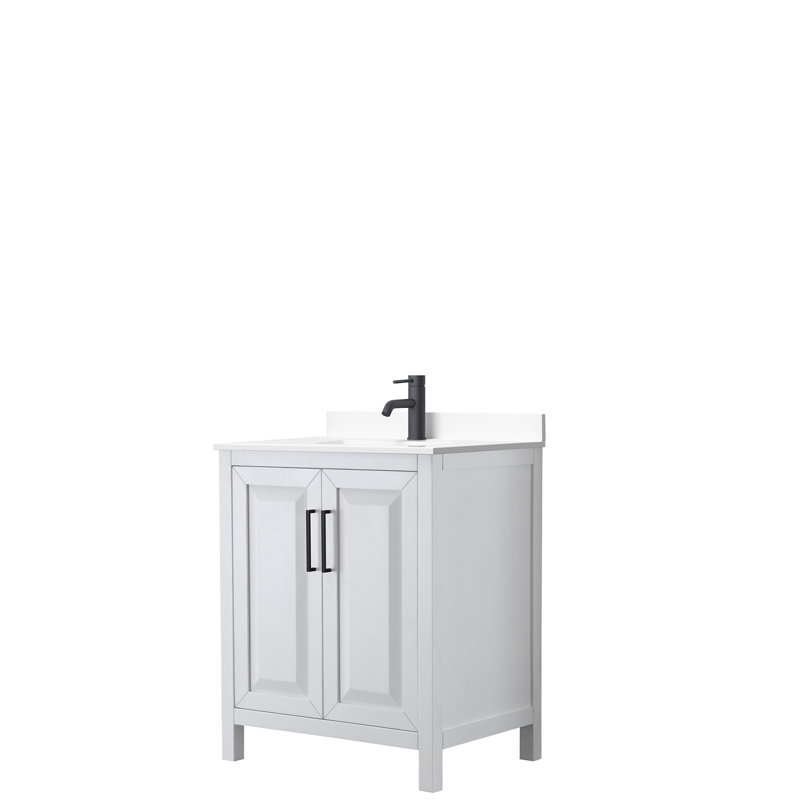 Daria 30'' W Single Vanity, White, White Cultured Marble, Brushed Gold