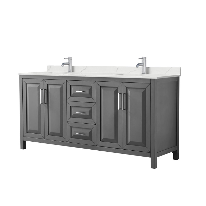 Daria 72'' W Vanity, Polished Chrome, Gray, Giotto Quartz