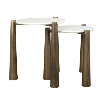 Uttermost Claridge White Marble Nesting Tables Set/2