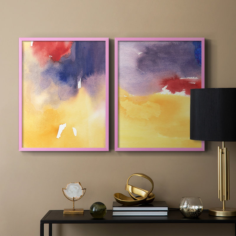 Impression encadrée Golden Sunset I-Premium - prête à être accrochée - aucun clou requis - aucun clou requis, Rose
