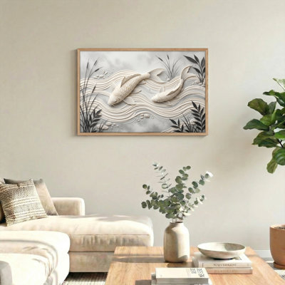 Koi Fish, reproduction d'art sur toile, ensemble de 1