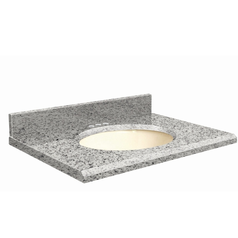 Dessus de salle de bain simple 37 po meuble-lavabo, Biscuit, Central de 4 po, Noir absolu