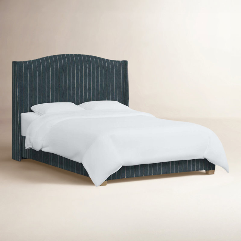 Lit tapissier standard Allis, Très grand, Rayures indigo Fritz