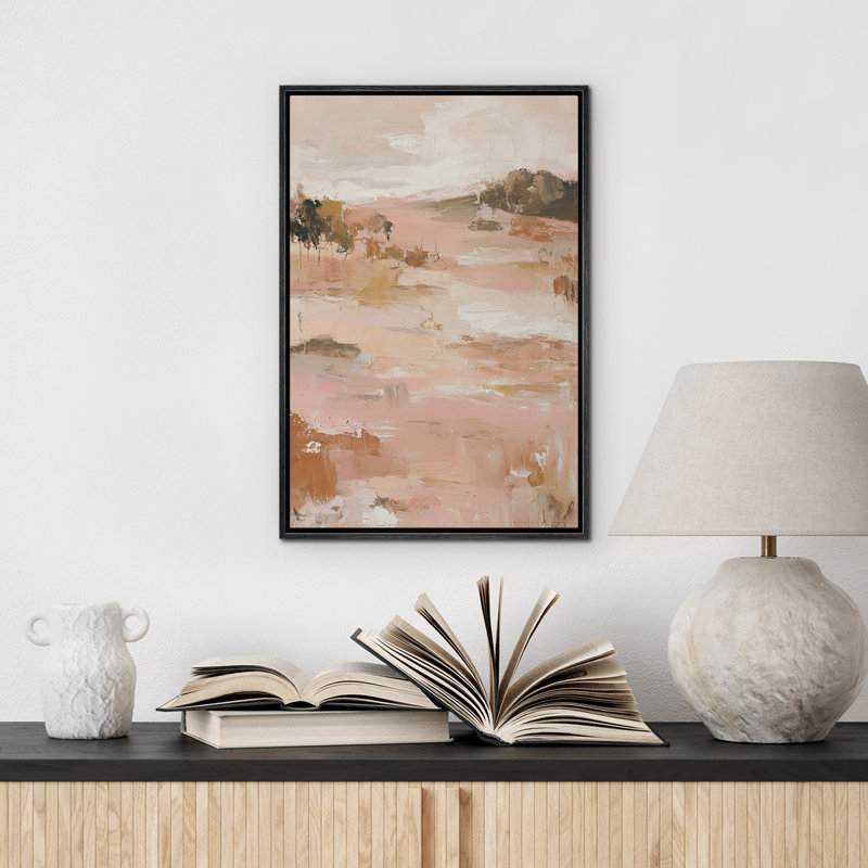 Doux neutre, paysage abstrait, art mural pour chambre principale, reproduction d'art sur toile encadrée, H 24 po x l 16 po