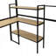 Lit mezzanine double en métal avec escalier, bureau intégré et tablettes