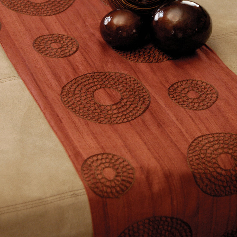 Barbi Geometric Cotton Blend Table Runner, 36" x 13", Amber Gold