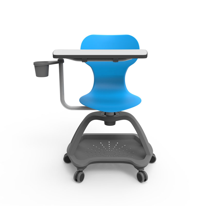 Gray Laminate 35" Swivel Classroom Chair Desk with Storage