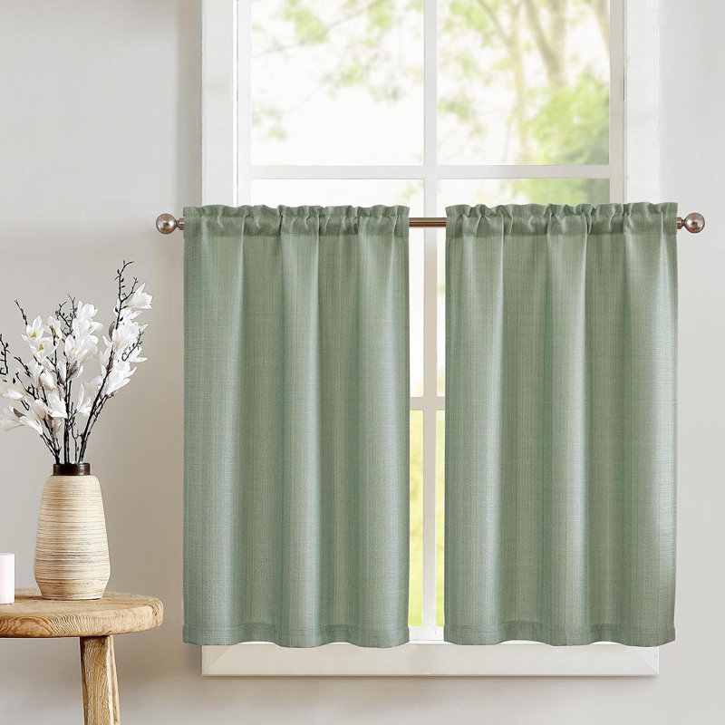 Rideaux de cuisine en lin, 28" W x 36" L, Green