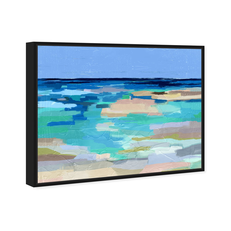 «Abstract Sea Beach Coastal Blue», cadre photo, Cadre flottant noir, H 16 po x l 20 po x P 1,75 po