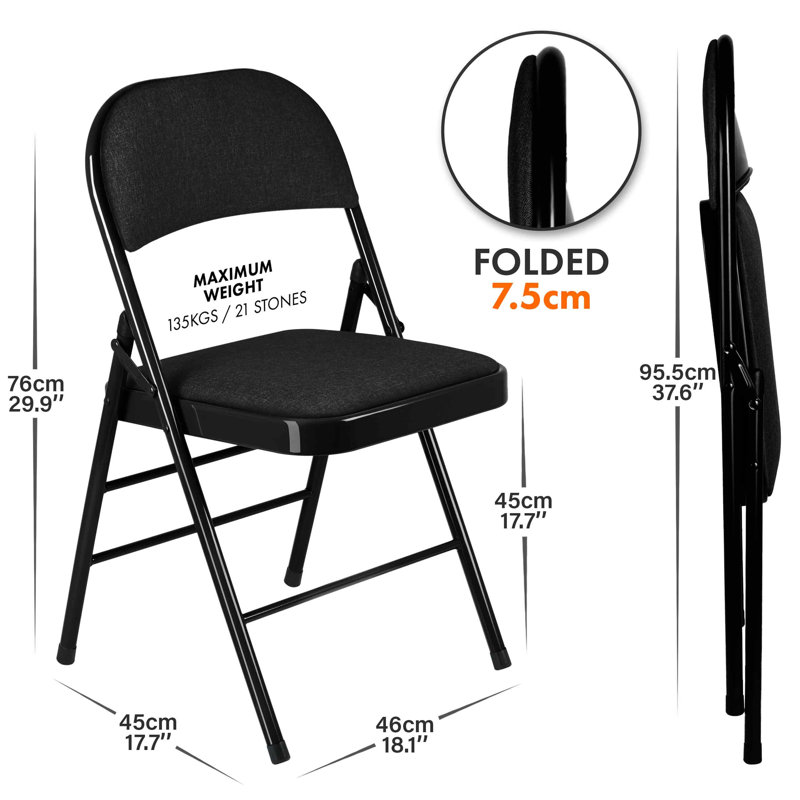 Fabric Banquet Folding Chair Folding Chair, Black