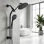 Pomme de douche à pluie ronde 8 pouces, douchette à main haute pression avec barre coulissante sans perçage, bras d'extension réglable, inverseur à 3 voies et boyau de 5 pieds, noir mat, valve non incluse-134529941