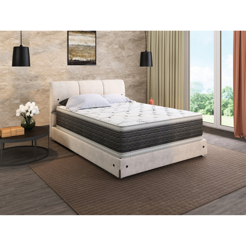 Grand matelas grand format avec ressorts à ressorts, ressorts à quatre ressorts et mousse à densité de densité de 1,8 # pour plus de confort, plateau-coussin à deux côtés de 14,5 po - mousse à contrôle de la température, ressorts pour une nuit paisible